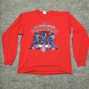 Philadelphia Phillies Shirt Mens Large Red 2008 Word Series Champions Utley